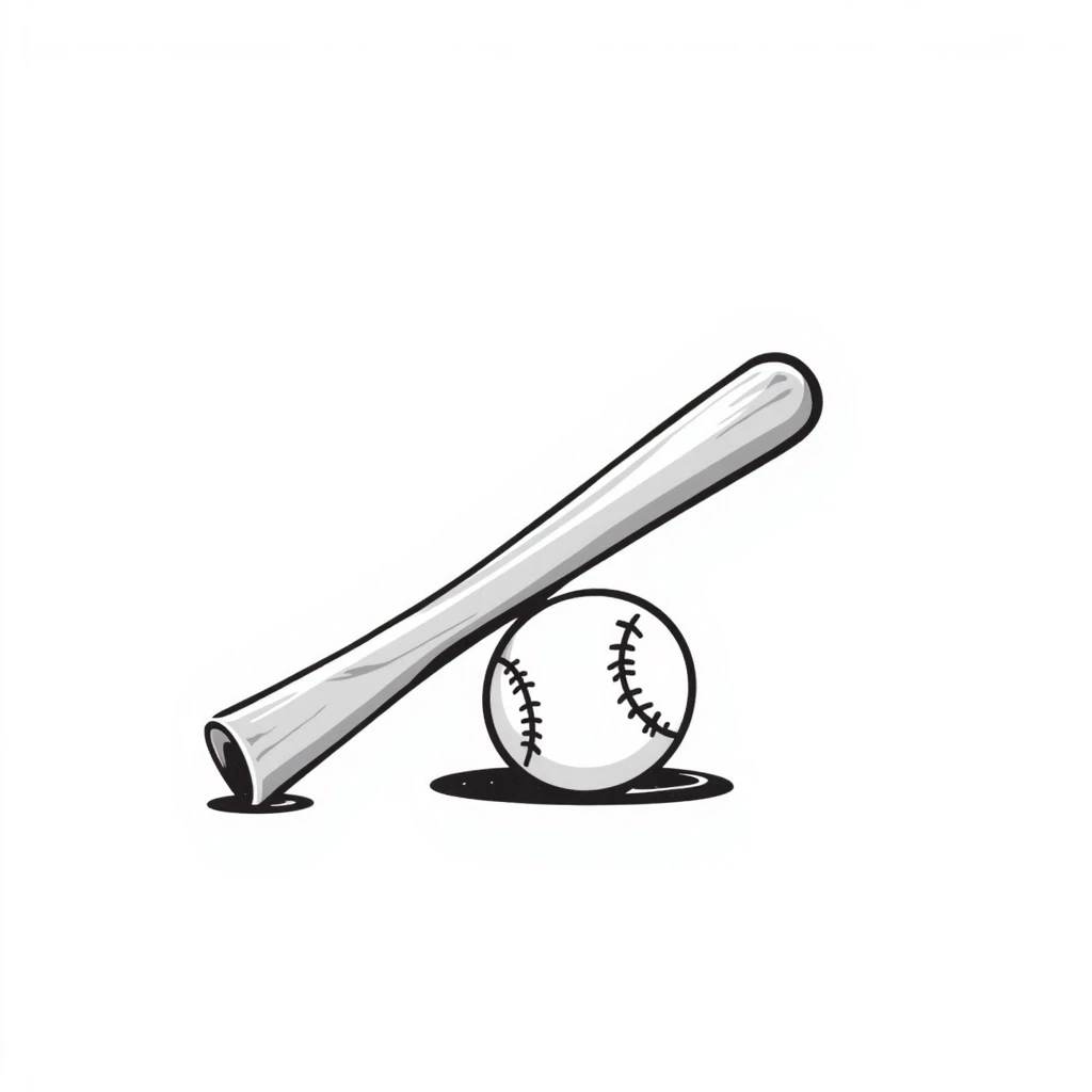 A baseball bat and ball, simple, clean lines, sporty emoji