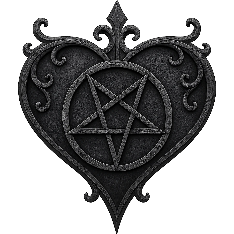 gothic heart with a pentagram, remove background emoji