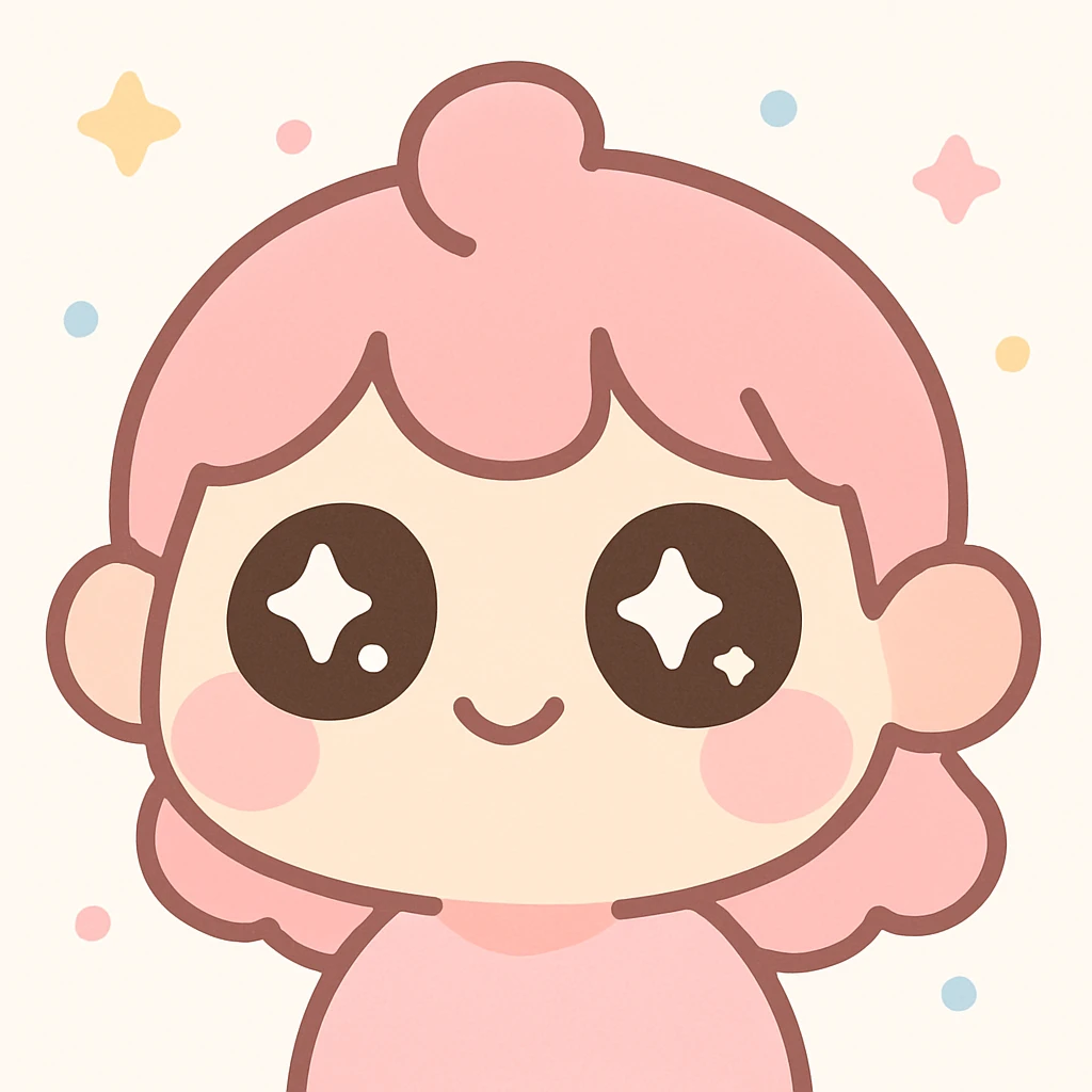 kawaii style, pretty, pink, big eyes, cute lips, playful expression emoji