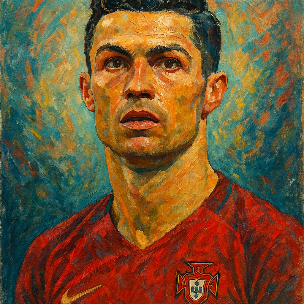 Cristiano Ronaldo iconic footballer portrait in artistic style emoji