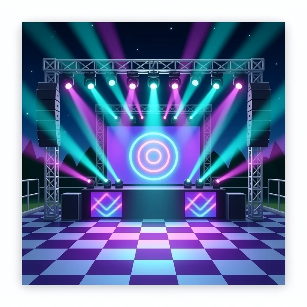 generate a dance floor for EDM scene with laser lights and a lot of lights emoji