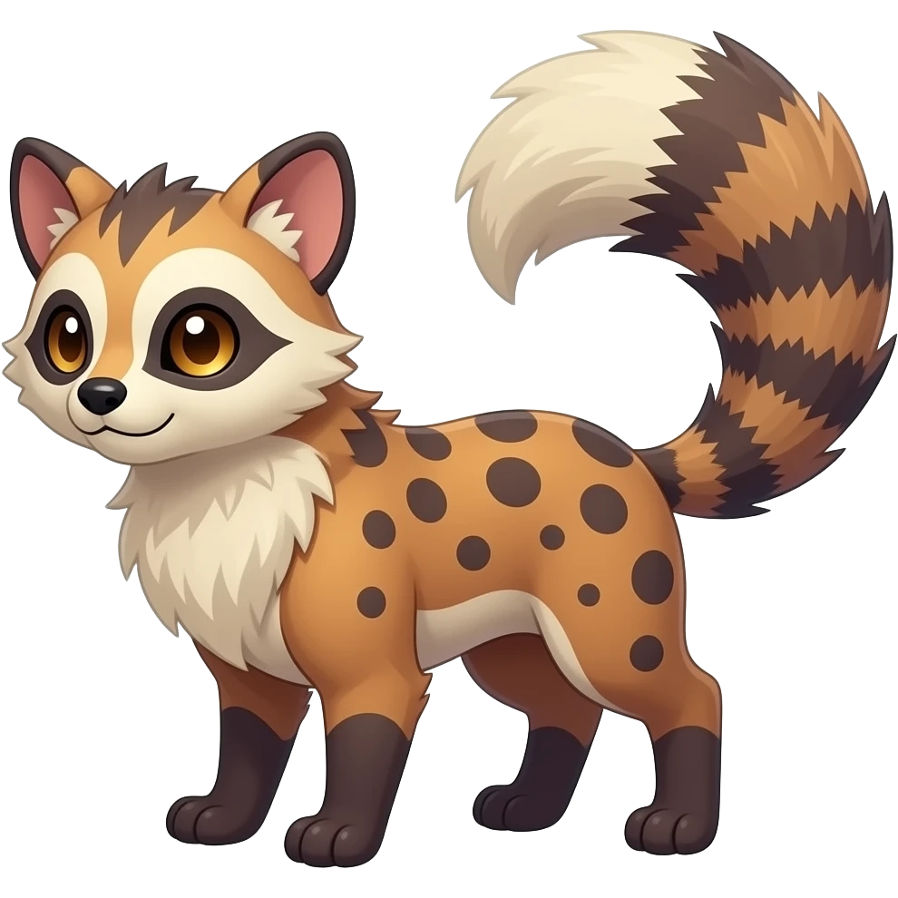 Colorful randomly colored Civet-Mankeulv-Sergal-Vernid-Trico-Fakémon-hybrid emoji