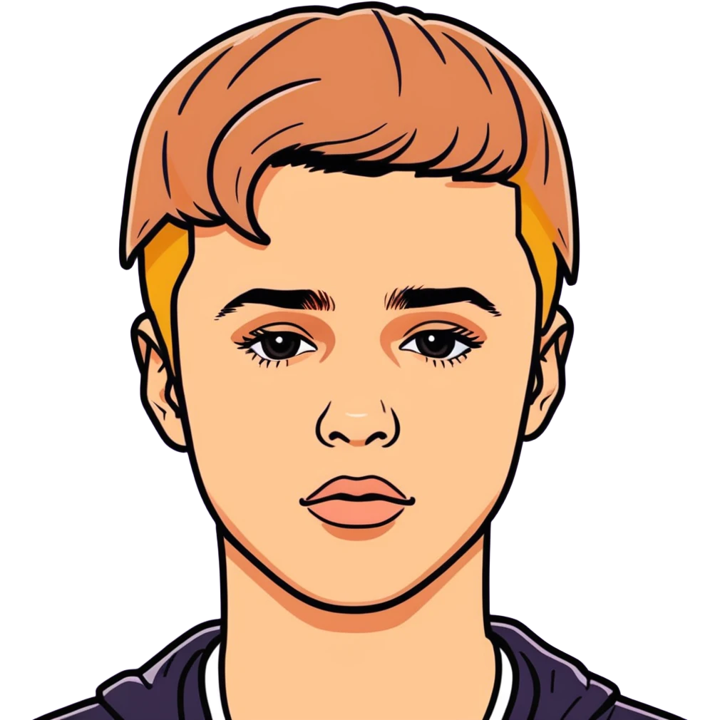 2025 Justin bieber,  canadian celebrity, singer & musician , hyperrealistic, mirco-detailed, colorful and real life colors, still life, portrait sticker design
 Must be 8k hd, 8000x8000px resolution. Must use very thin transparent smooth lines emoji