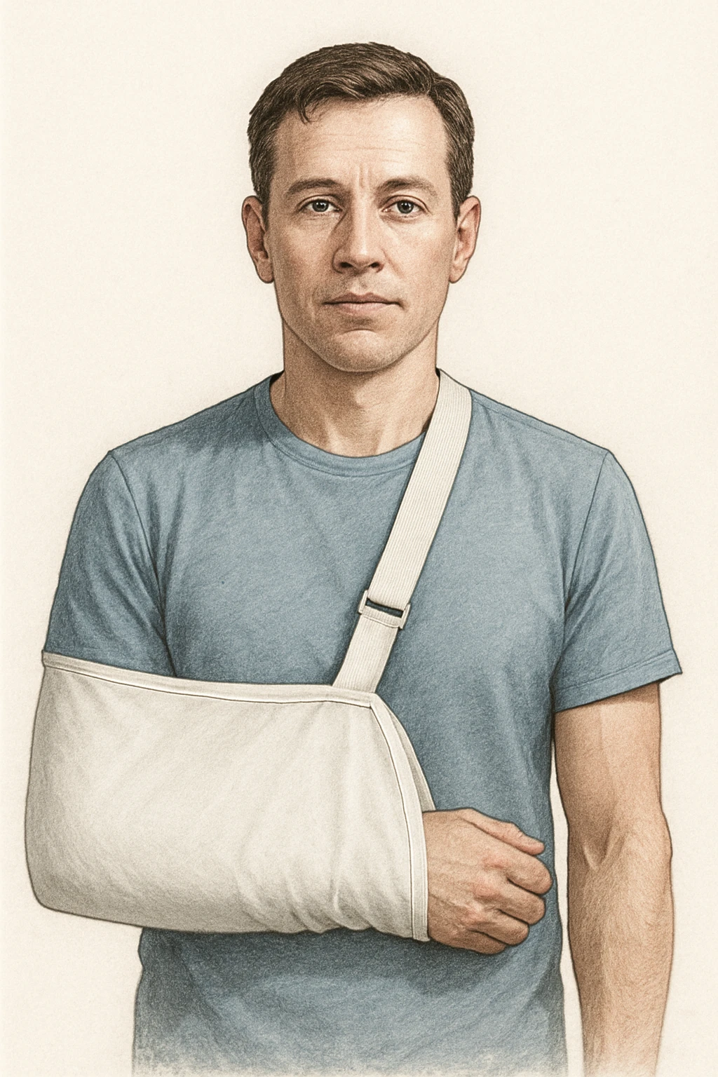 person with arm in a sling, clear and expressive emoji