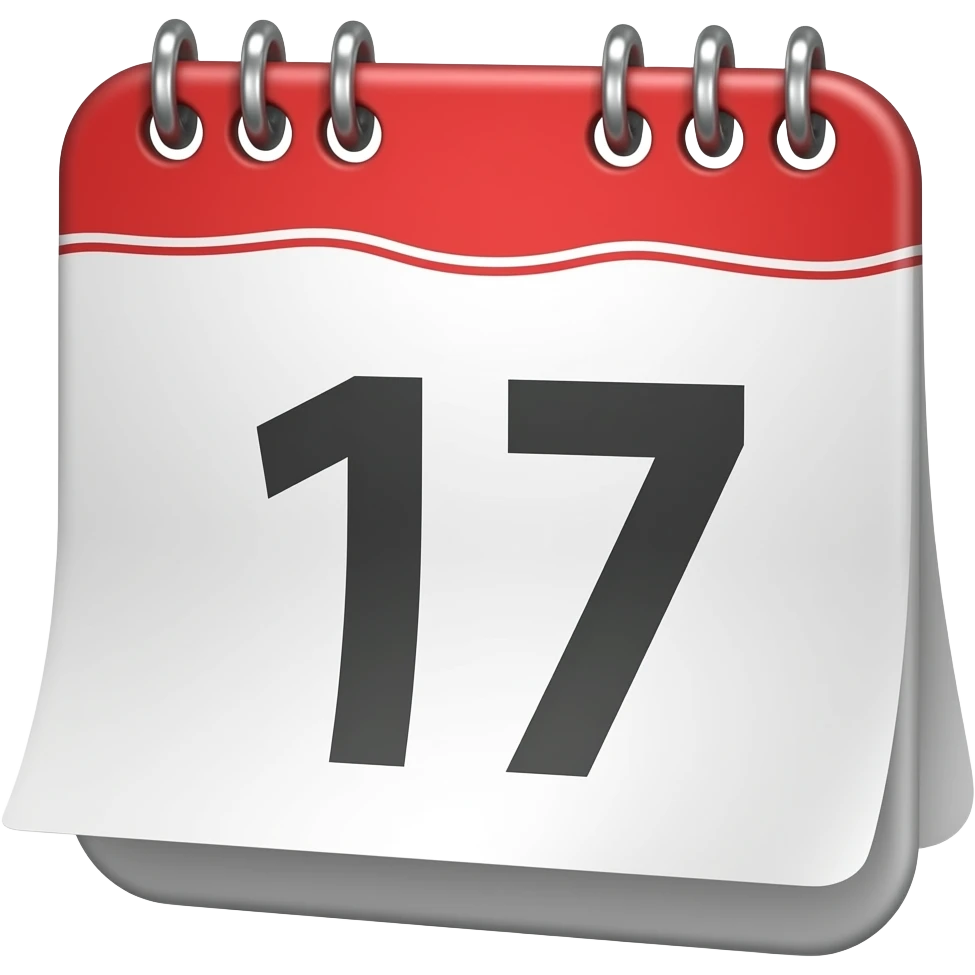 Calendar with a large number and a monthly overview in the corner. emoji