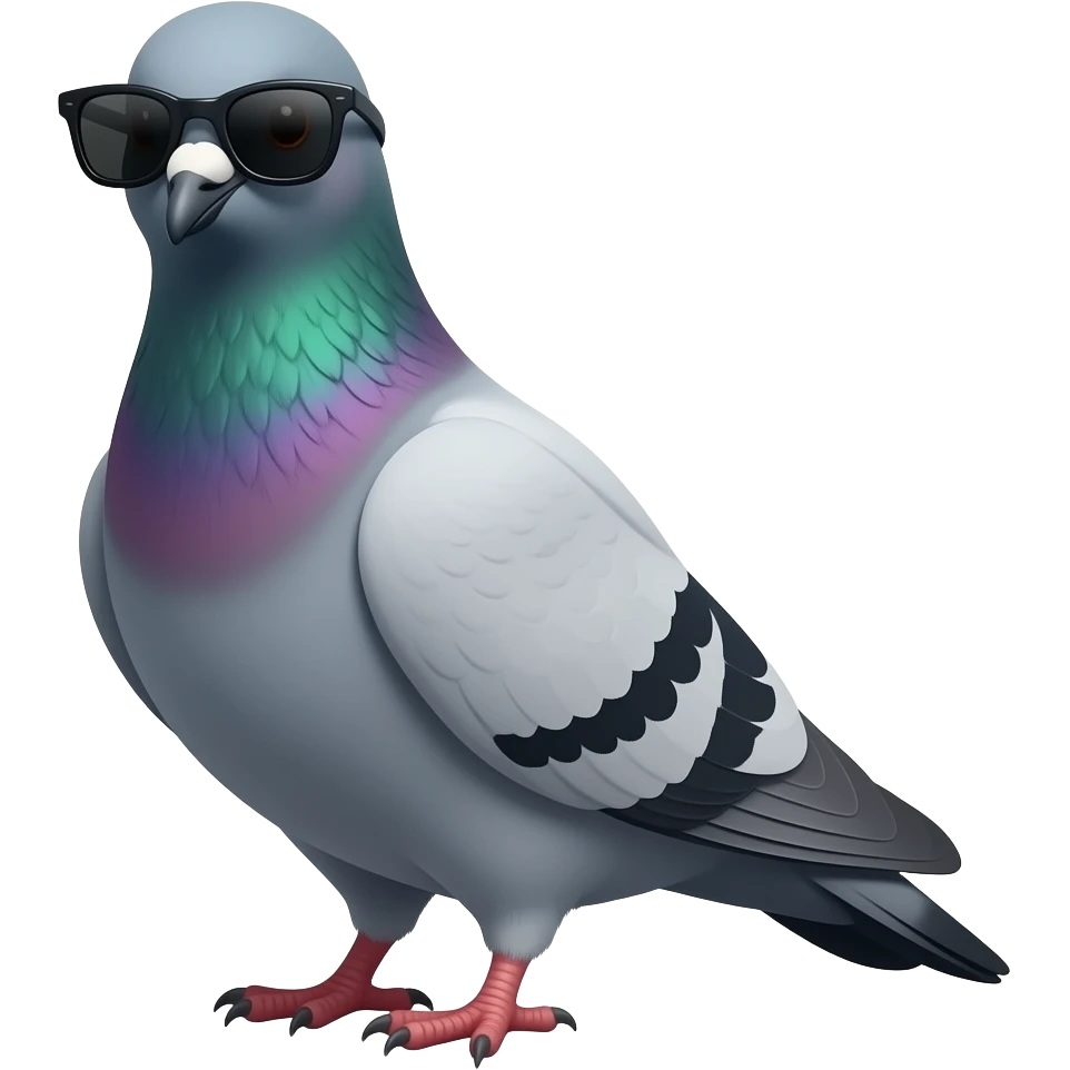 spioniro golubiro, secret agent pigeon in sunglasses emoji