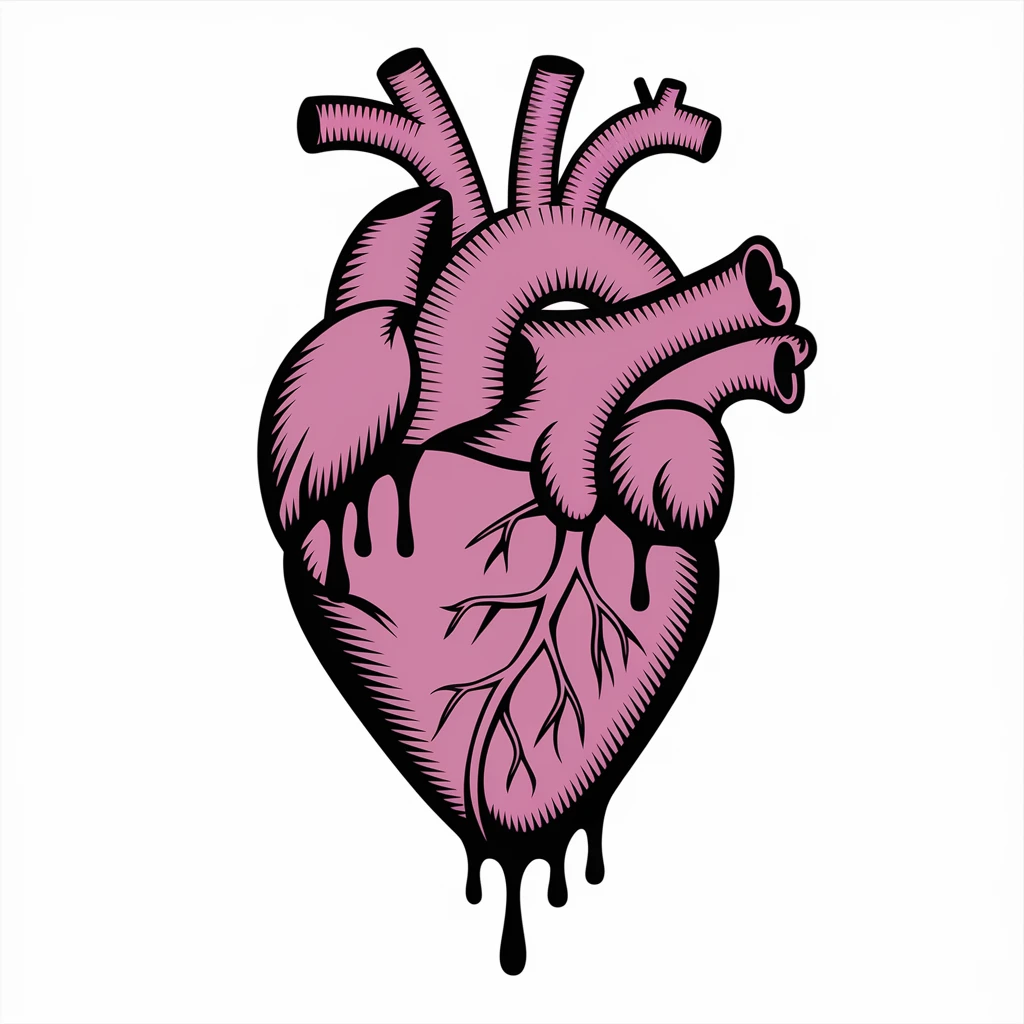 gothic heart with dripping black paint emoji