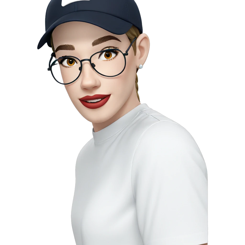 girl in baseball cap smiling emoji