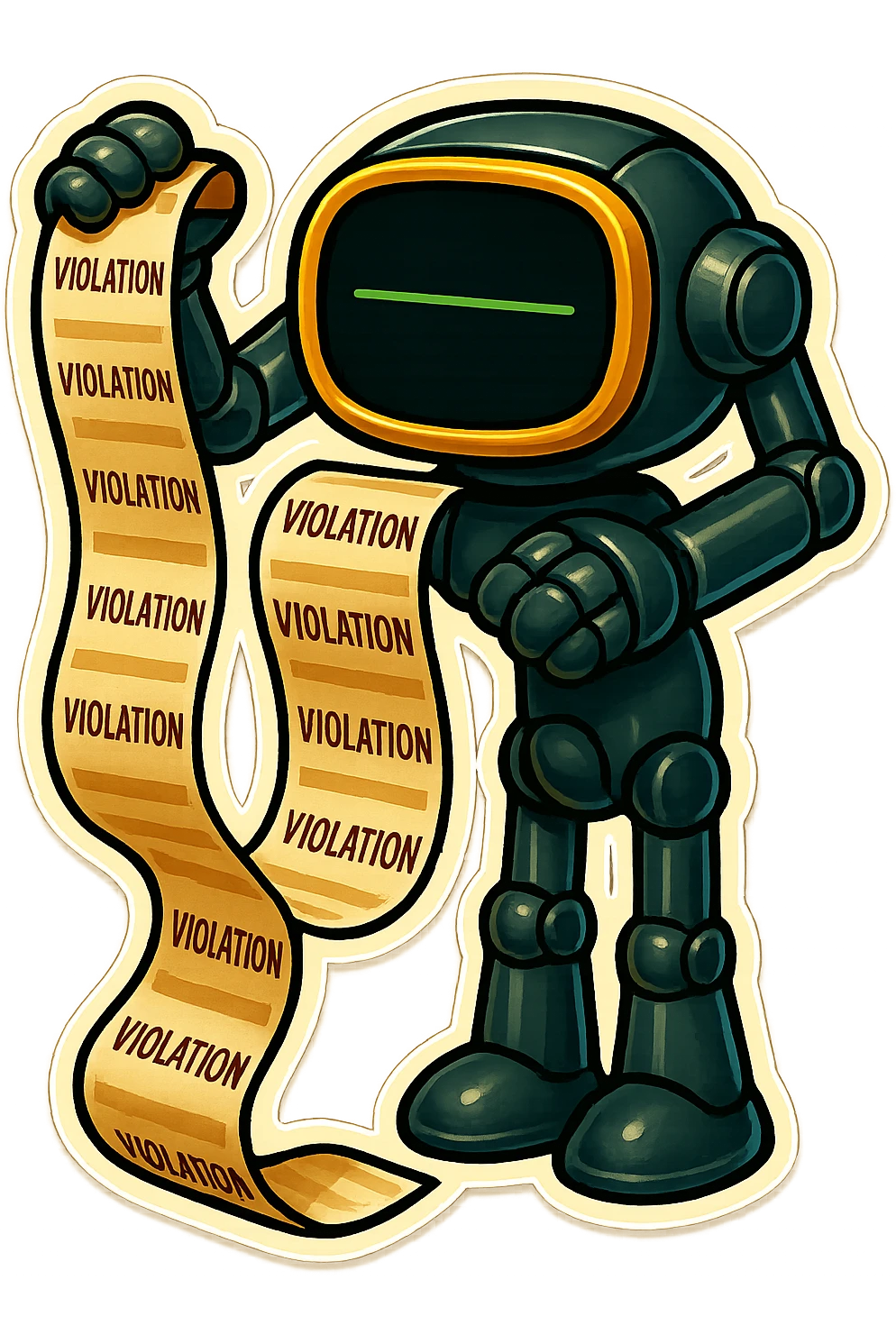 auditor robot prints out violations emoji
