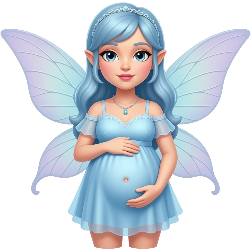 A fairy with a large overstuffed tummy makes her look heavily pregnant,her bellybutton likes kissing everything. emoji