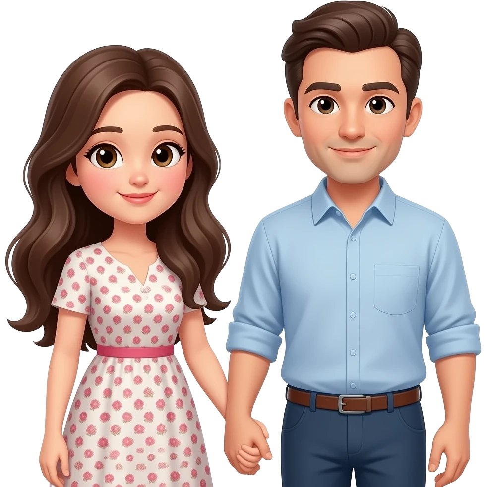 Women long hair holding hands of her husband lovingly shyly emoji