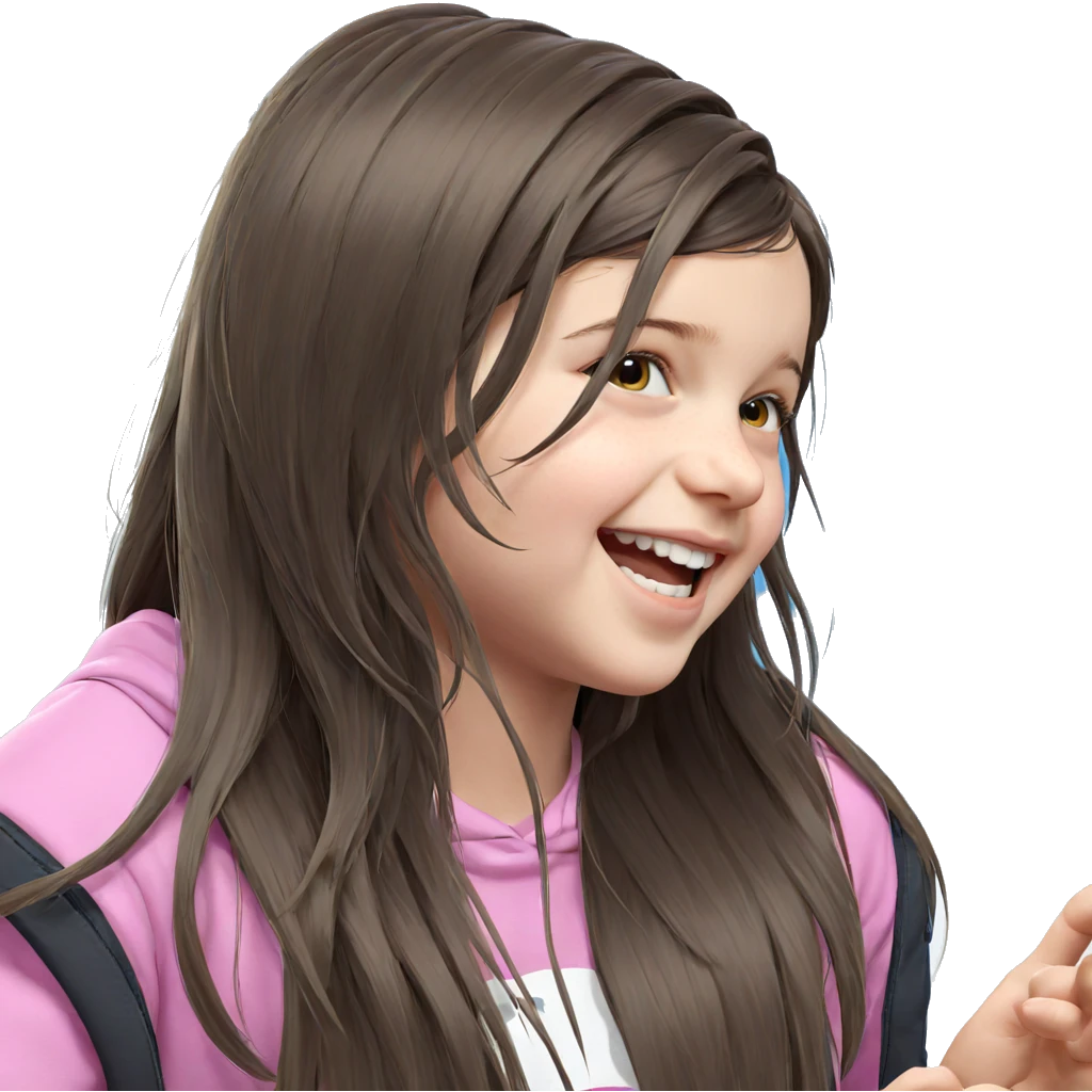 smiling girl with long hair emoji