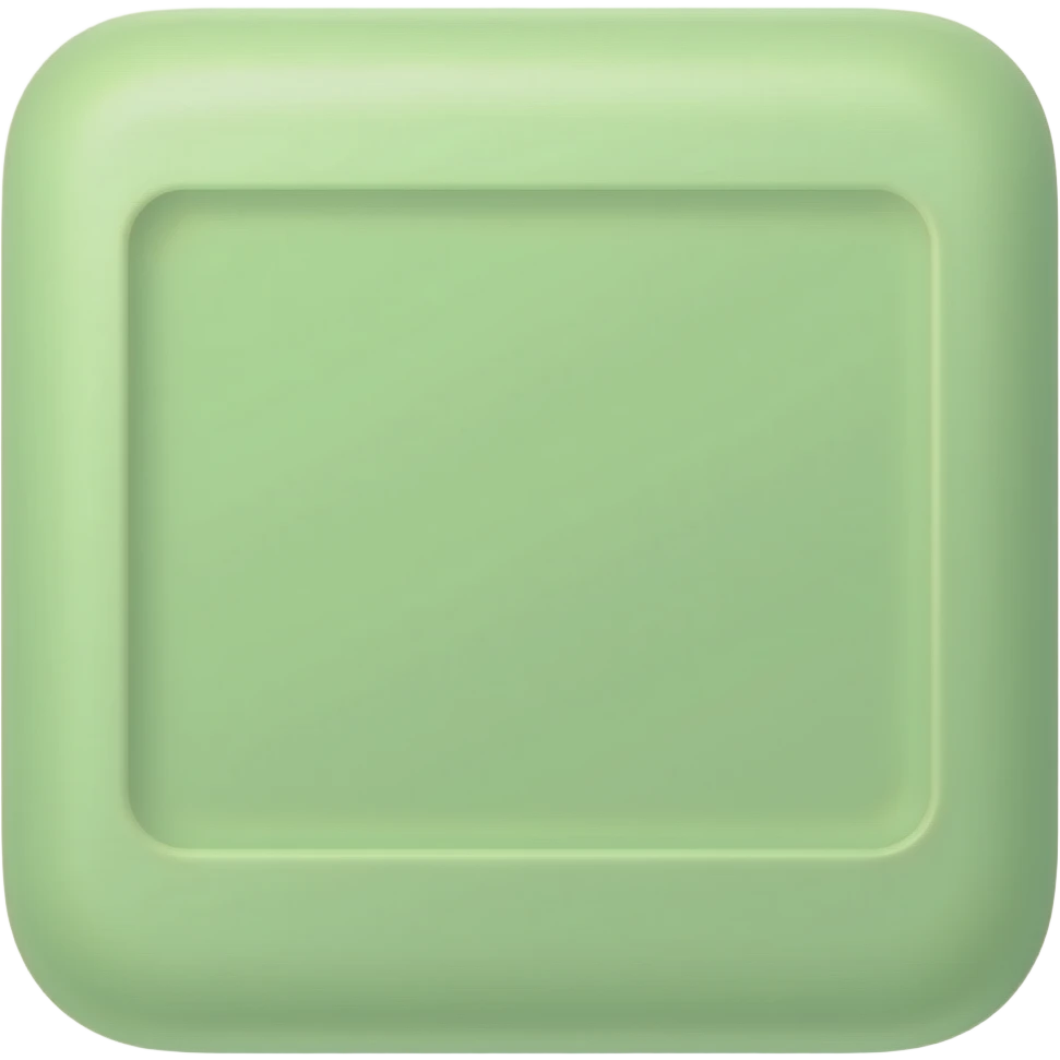 Minimalist solid off-white green soap block, rectangular with rounded corners, matte green chalk surface girl green 🧖🏻‍♀️🛀🏻 emoji