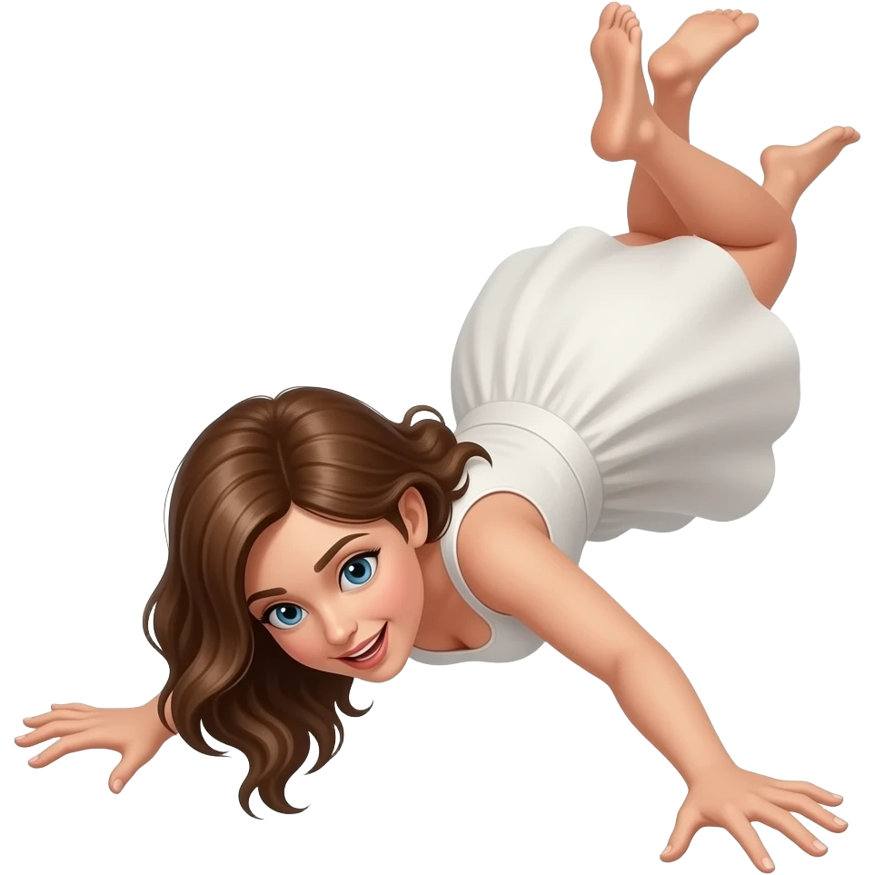 white woman falling emoji