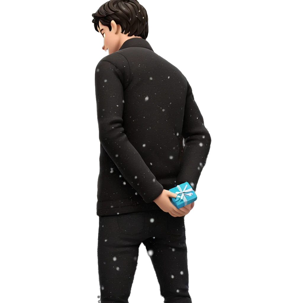 boy with gift in snow emoji