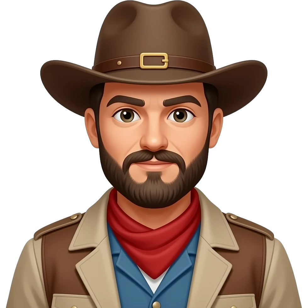 a man with beared wear wild west clothes emoji