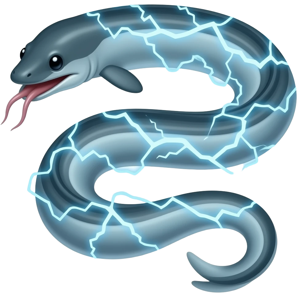 long electric eel with electricity emoji
