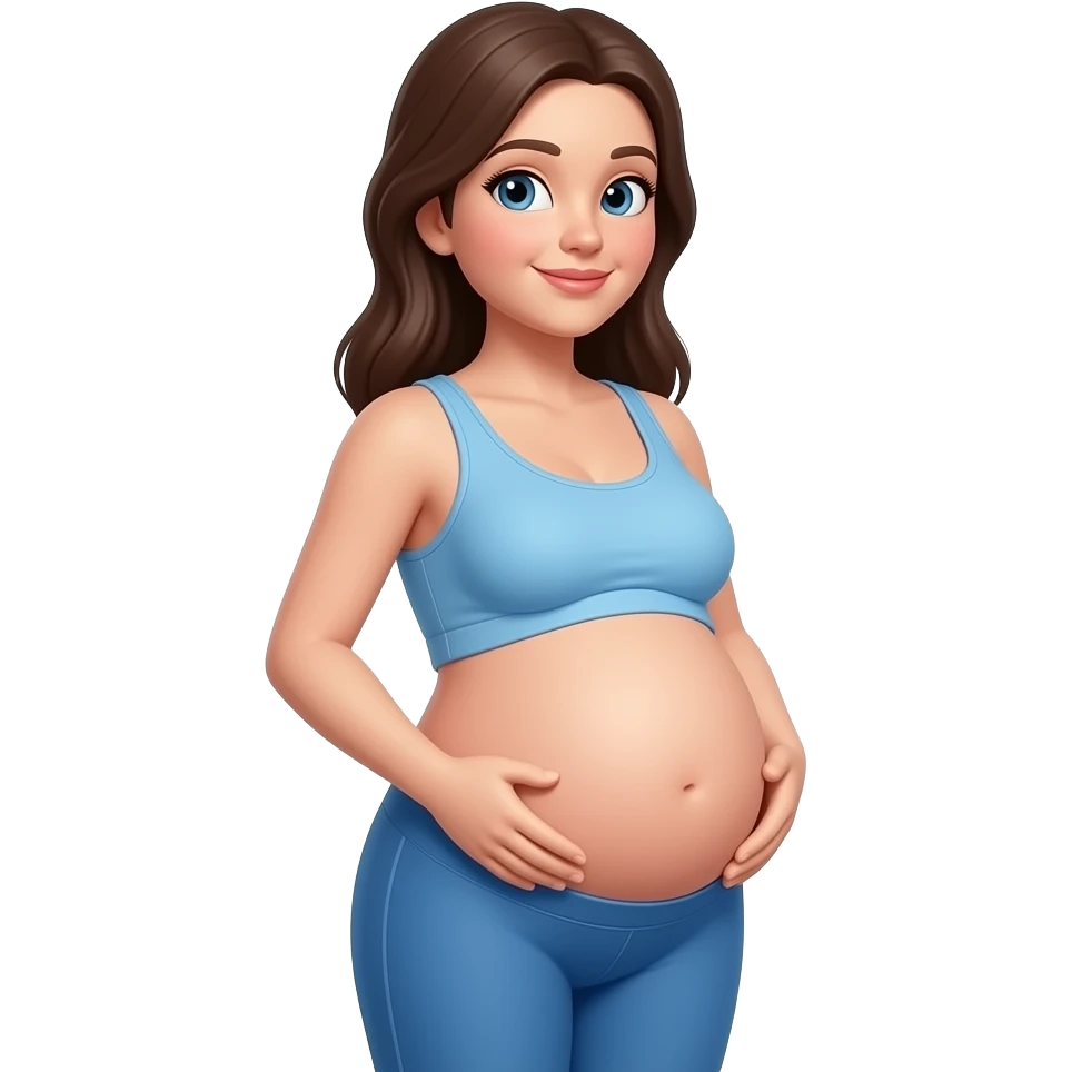 Femme legging bleu 42/44taille faux ventre silicone enceinte emoji