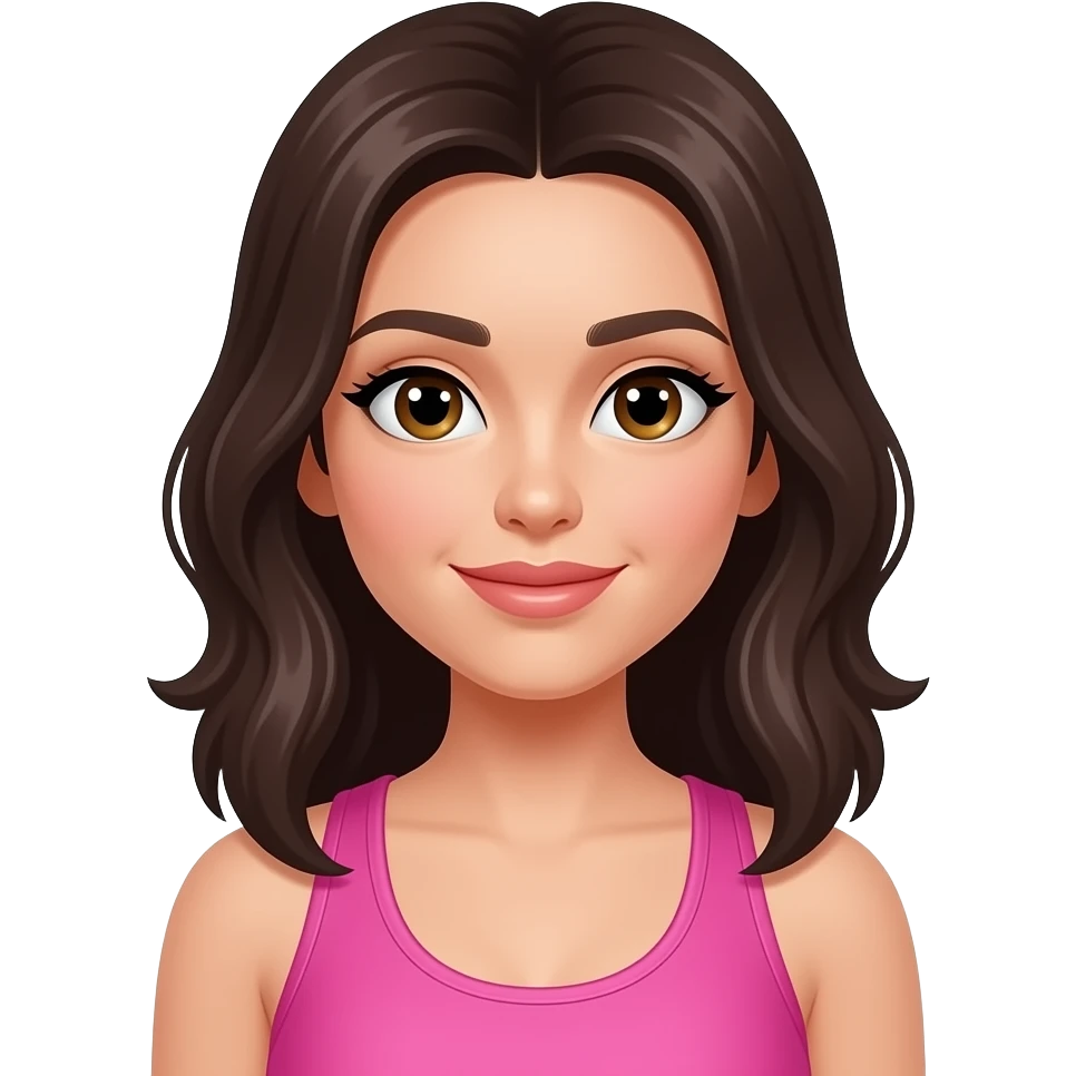 Gym girl, dark brown hair, wearing pink. emoji