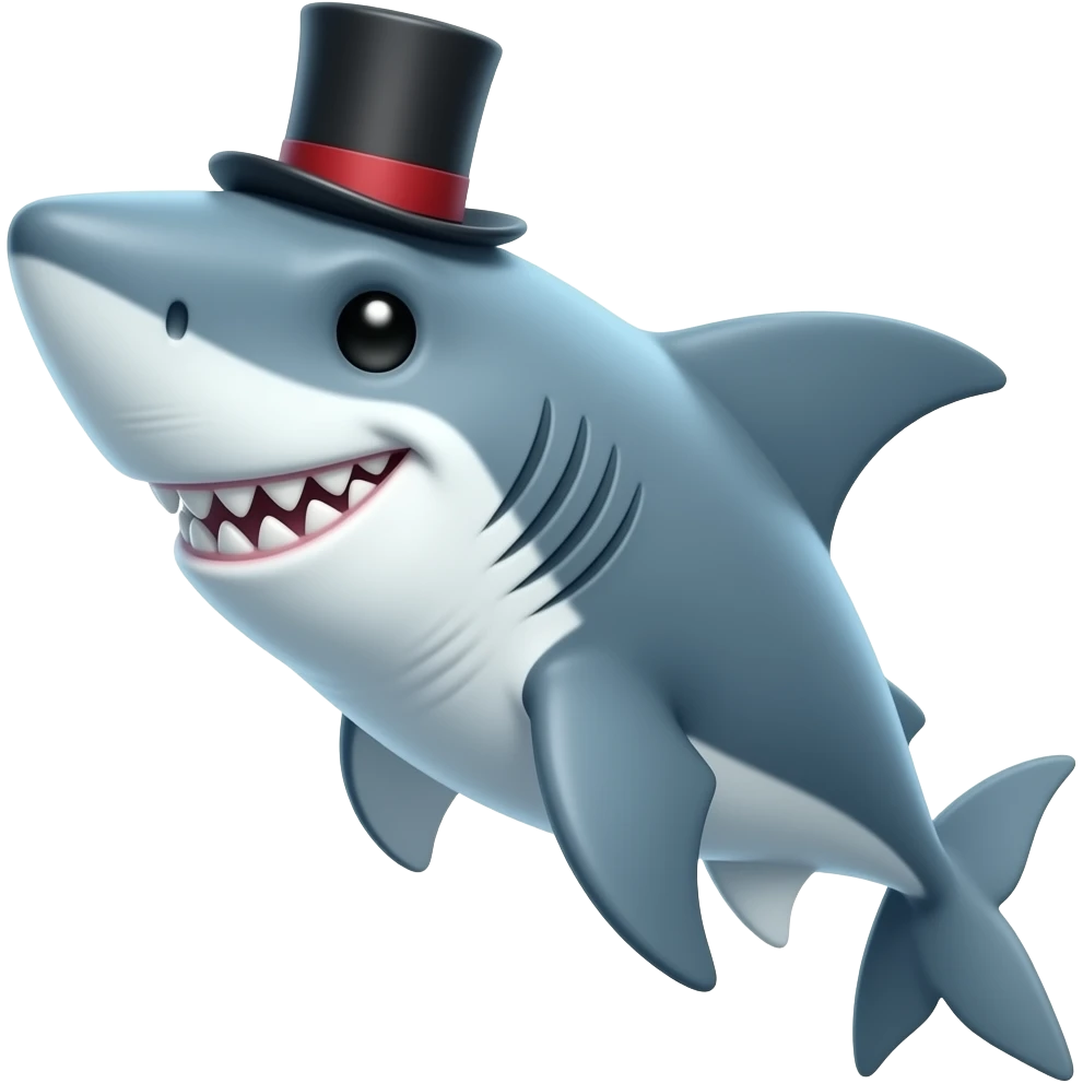 Shark with a top hat emoji