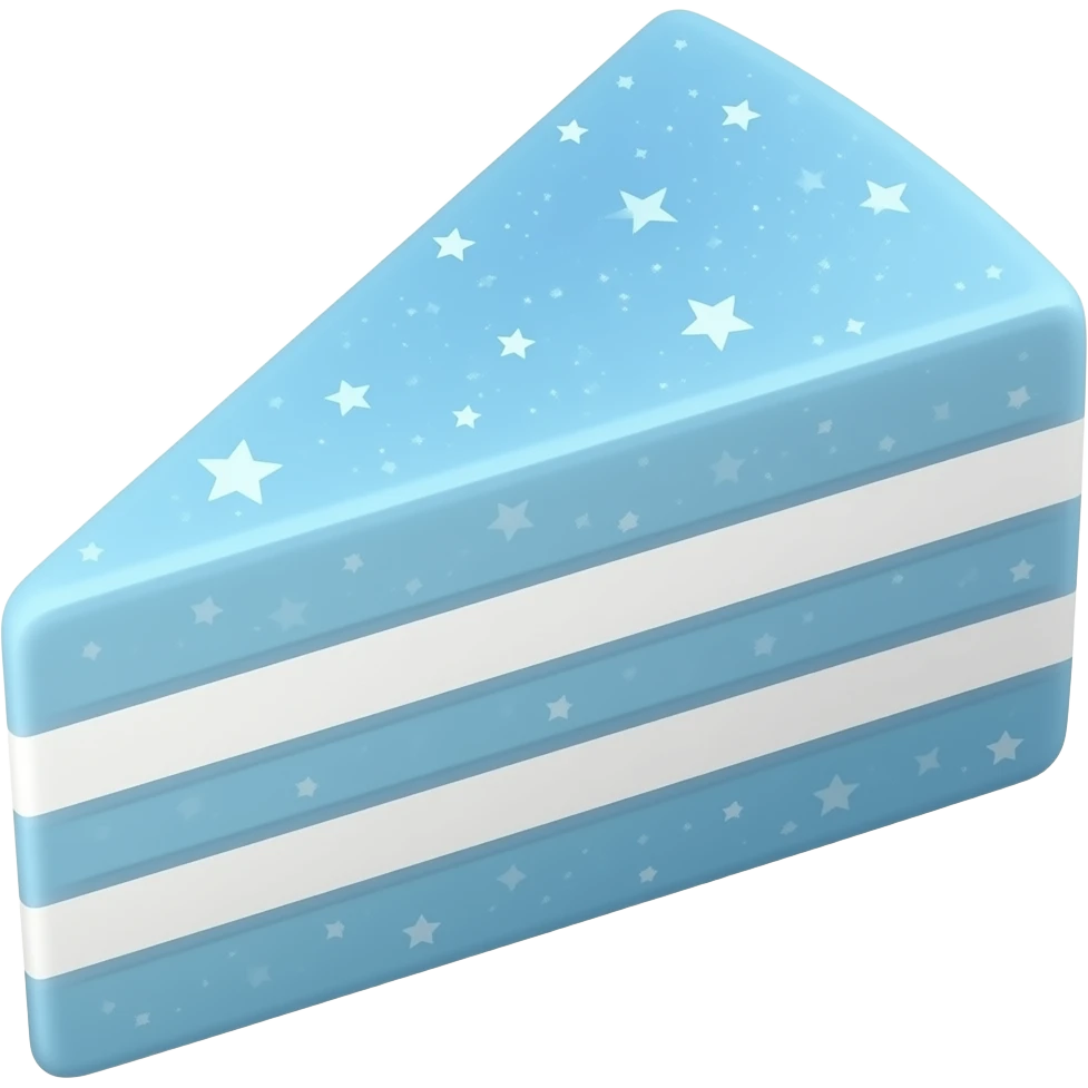 Light blue starry light blue sliced cake emoji