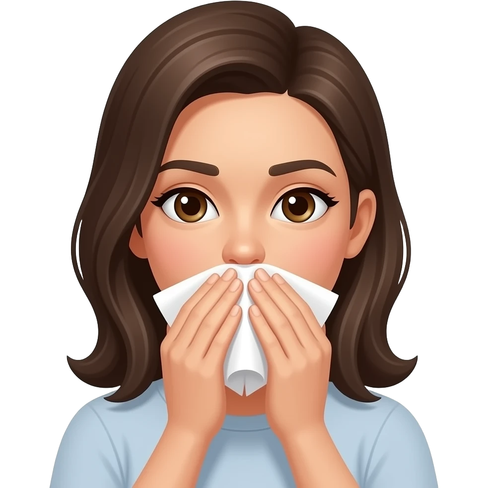 female blowing  nose emoji
