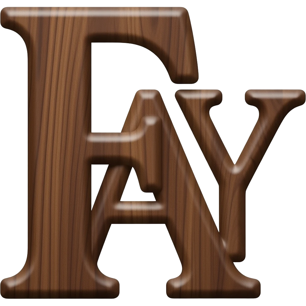 letters FAY in dark brown wood in monogram style emoji