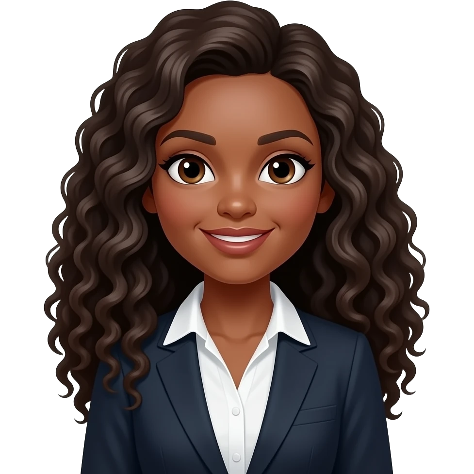 black business woman long curly hair emoji