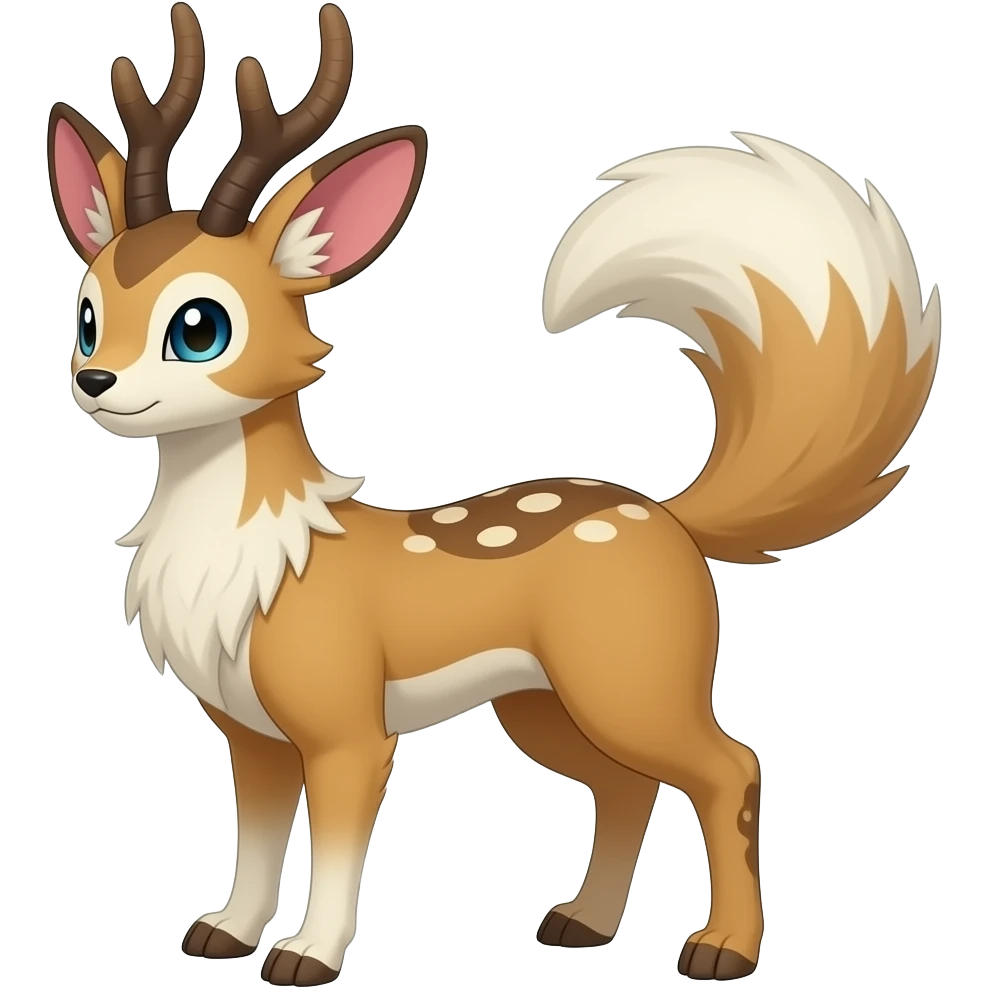 Sylveon-Leafeon-Vaporeon-Furret-Buneary-Jackalope-fusion-hybrid-animal-creature with tufted ears, tufted tail emoji