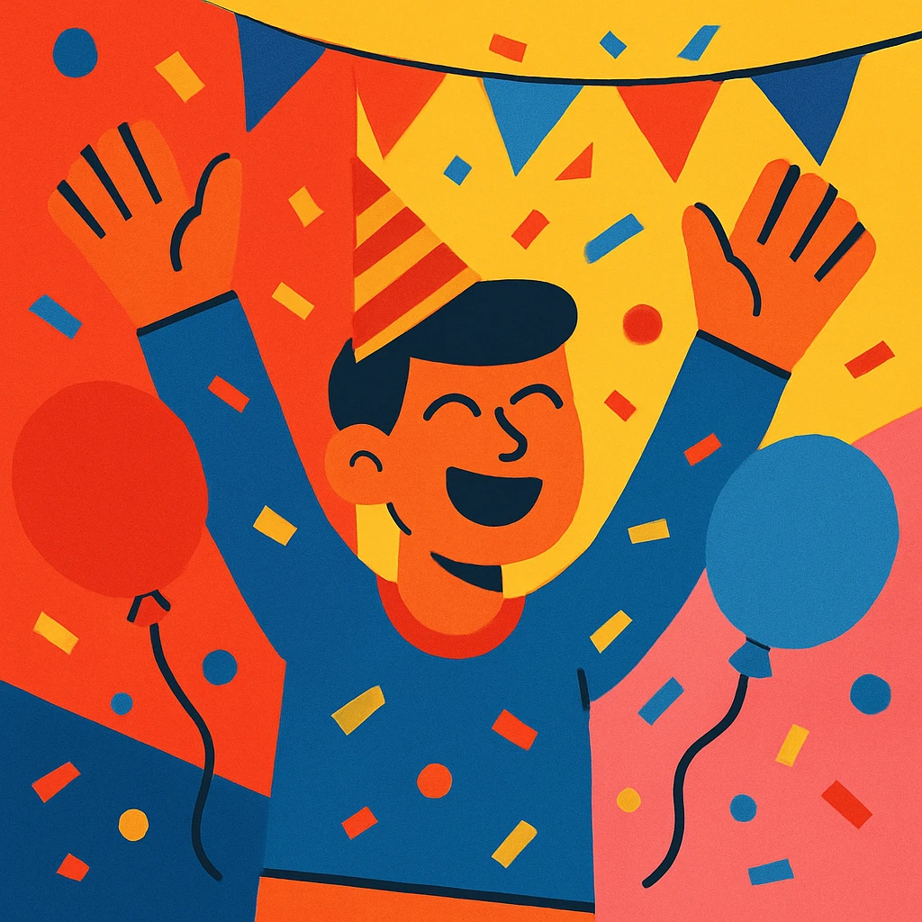 a person celebrating at a party emoji