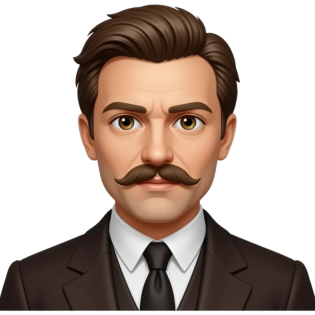 Paul Verlaine from RimLaine with hazel eyes, chestnut brown hair, dark brown metallic suit emoji