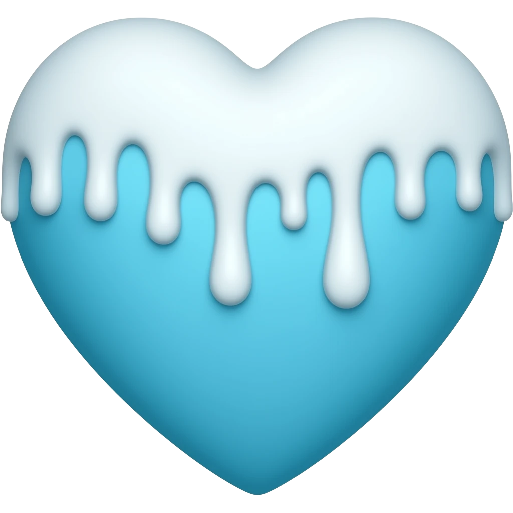 cyan  heart with white liquid dripping down emoji