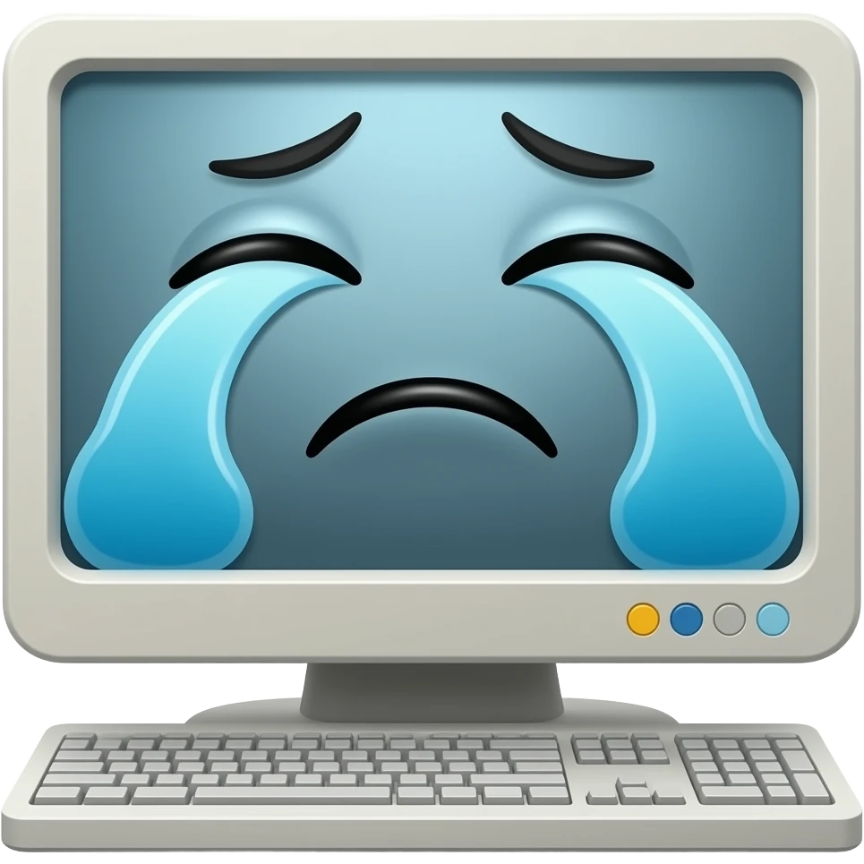 A computer  crying reason he got hacked emoji