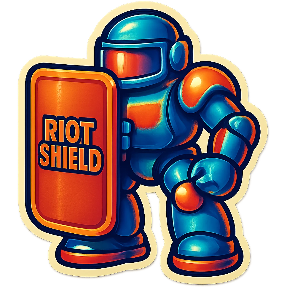 Lets do something else now. can you show me a riot shield robot emoji