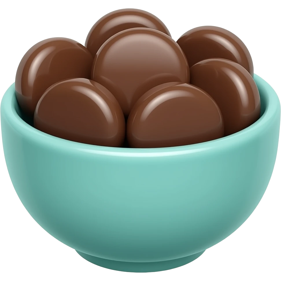 super realistic small teal bowl of chocolate circles emoji
