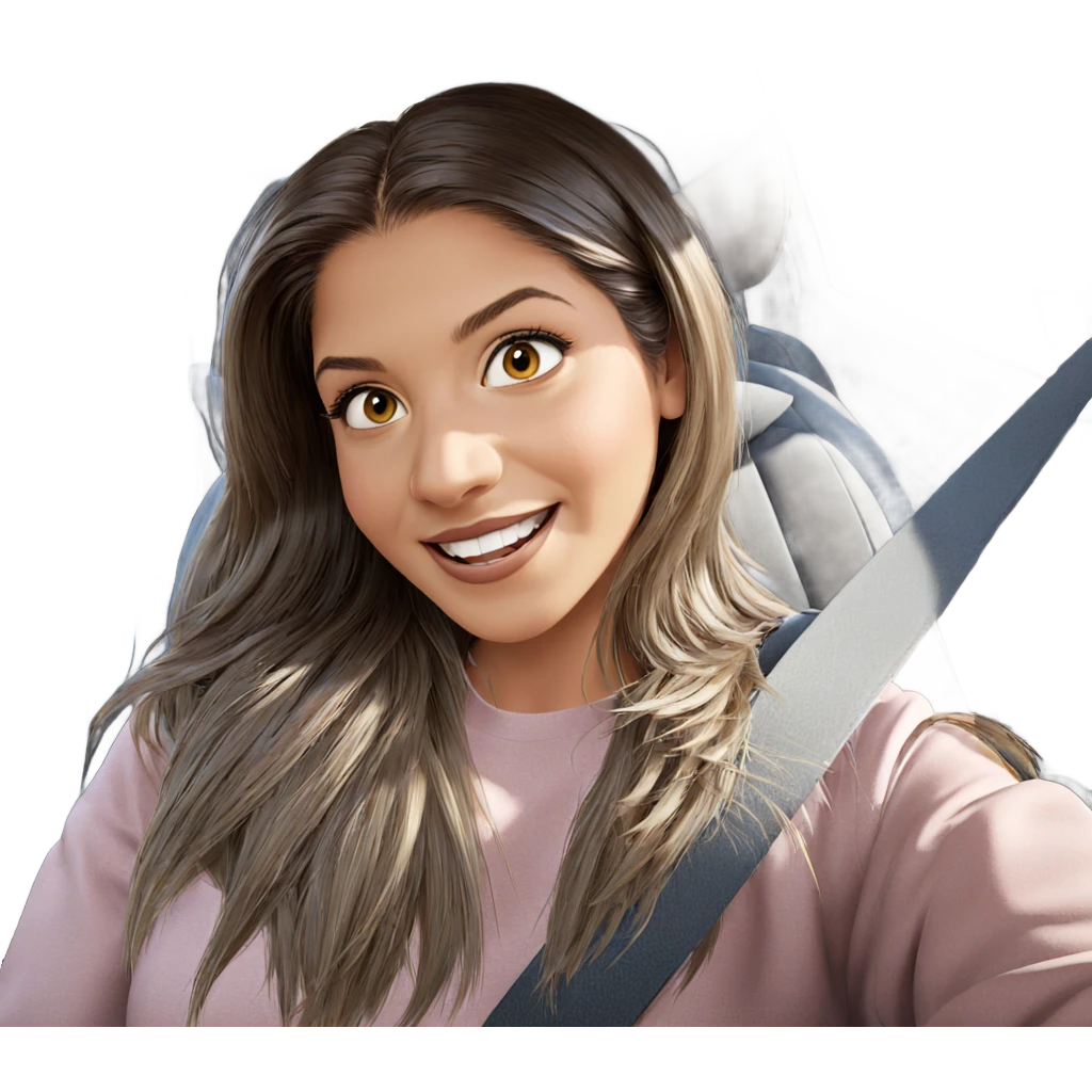 smiling girl in car interior emoji