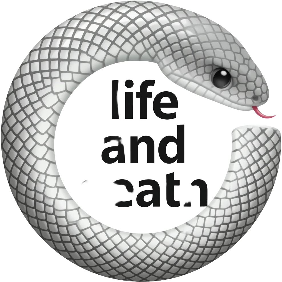 El ouroboros que dice vida y muerte blanco y negro emoji