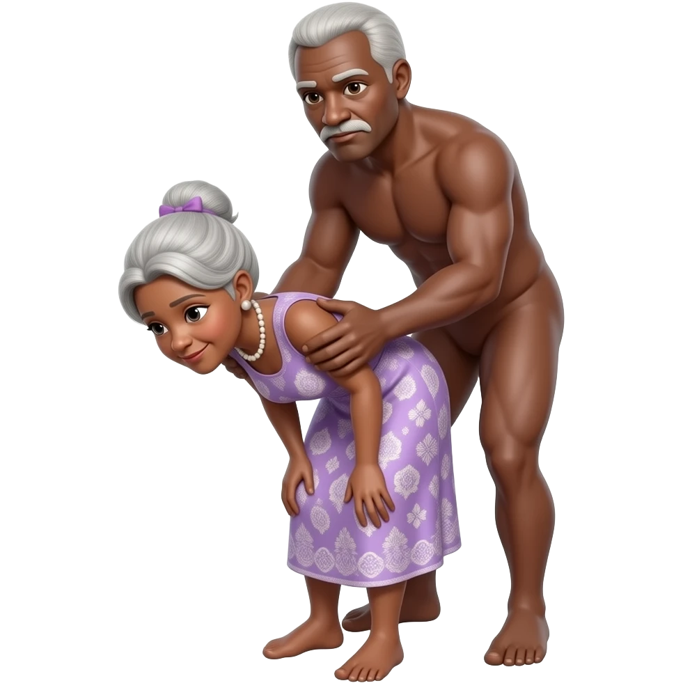 Naked black old lady bent over naked black old man behind her emoji