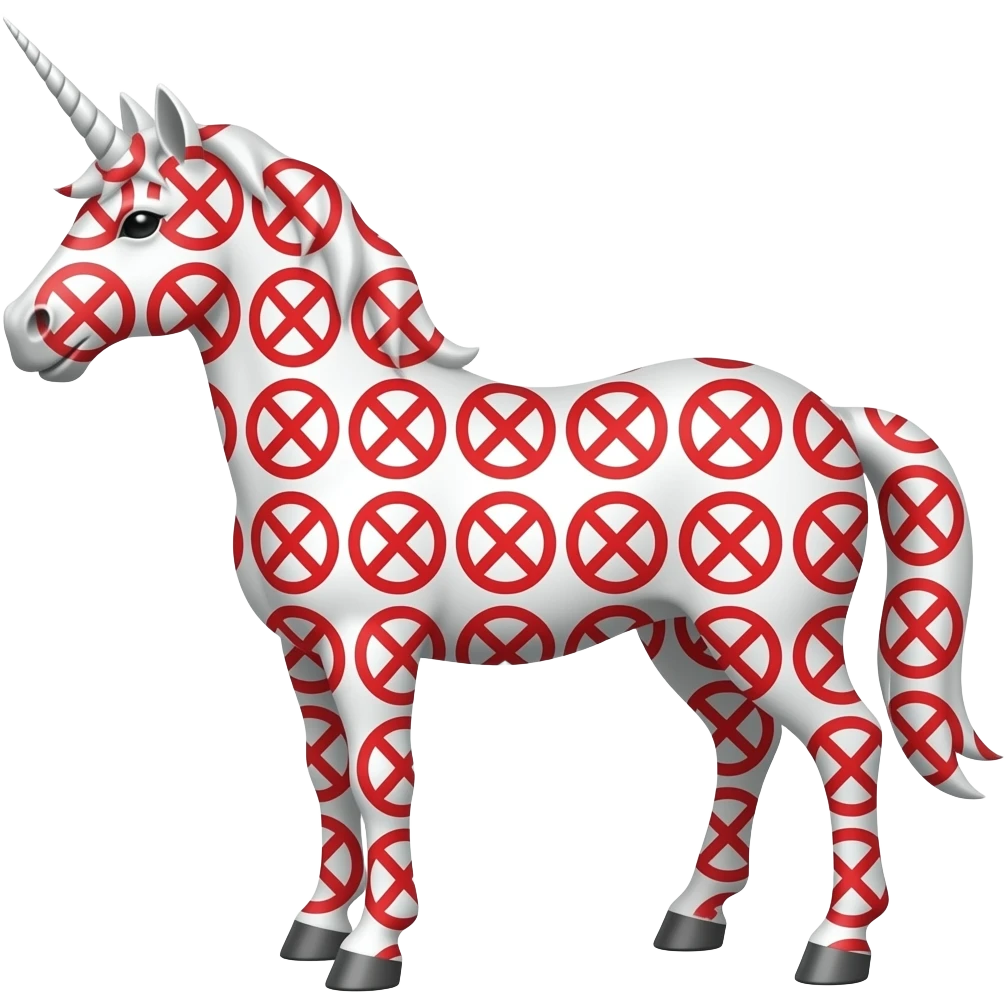 an unicorn that has a red sign all over it like not allowed emoji