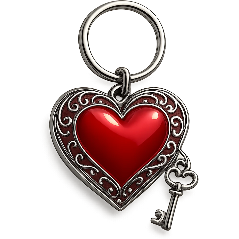 romantic heart-shaped keychain emoji