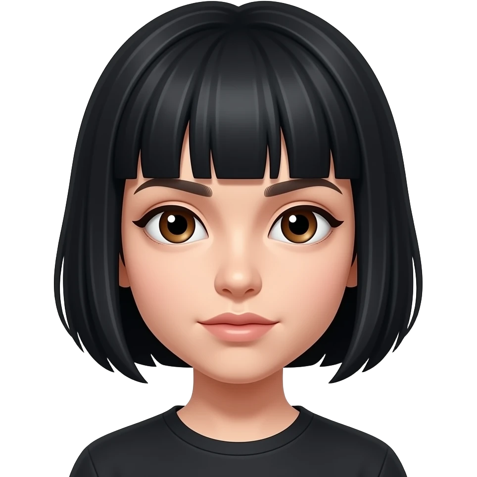 cabelo preto curto de franja olho castanho altrenativa emoji