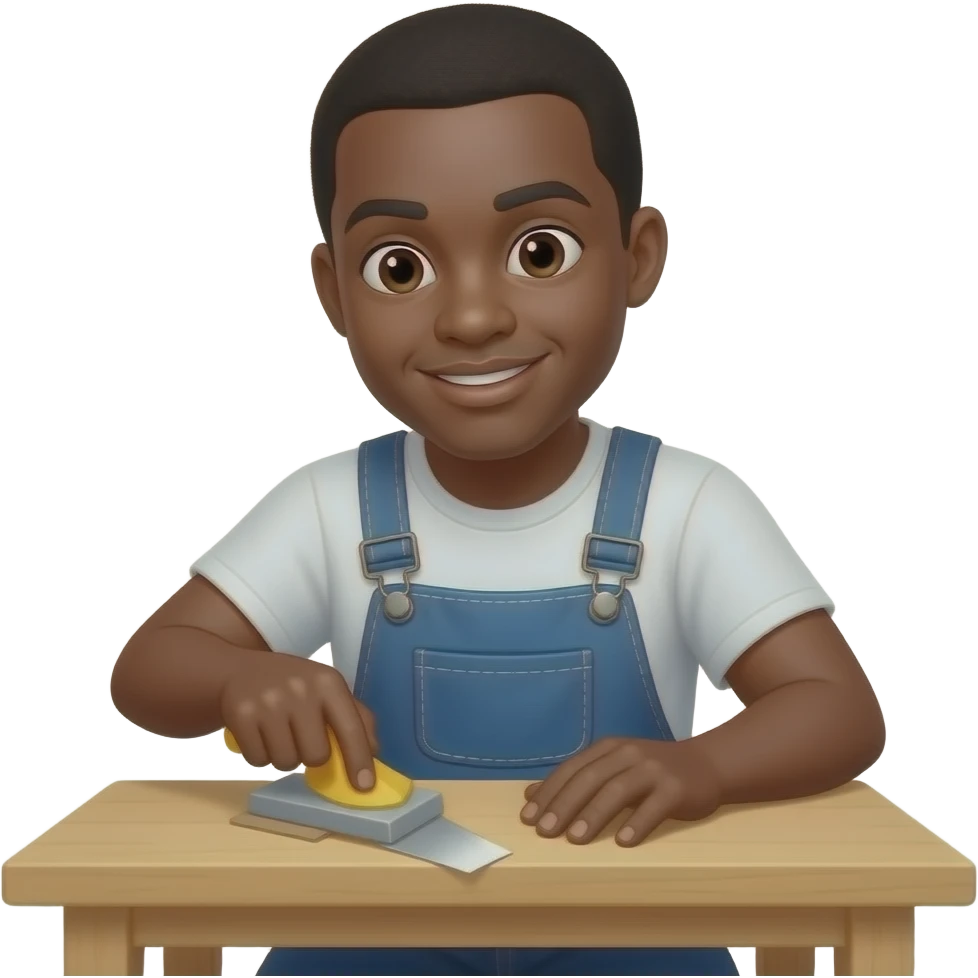 Black man sanding a table emoji
