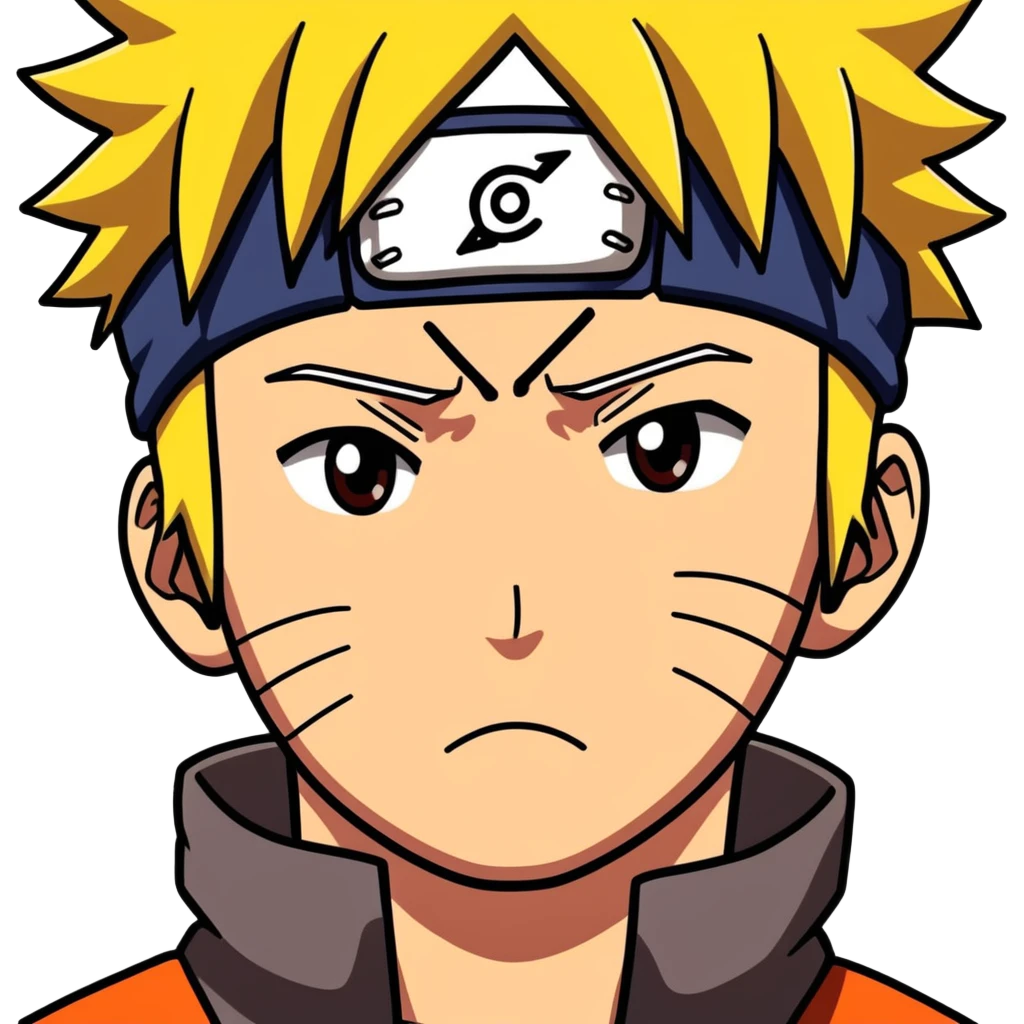 Naruto, super sad face close up very close, very detailed, realistic, intense  emoji