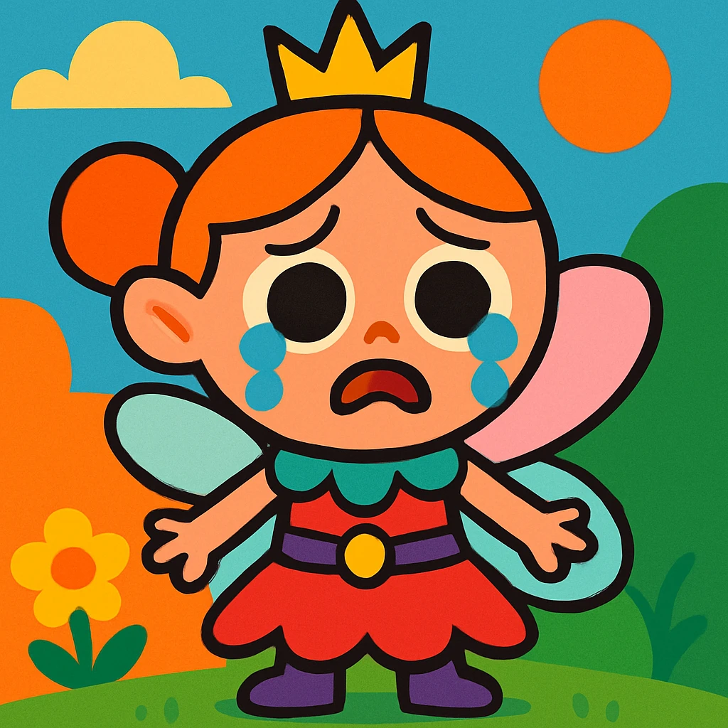 A cute fairytale character crying emoji