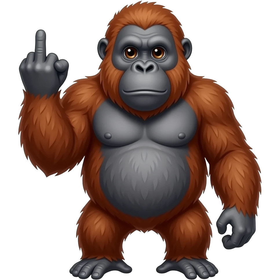 Orangatang monkey flipping the bird emoji
