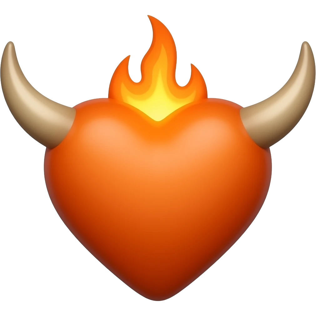 Burnt orange heart with longhorns coming out of the top emoji