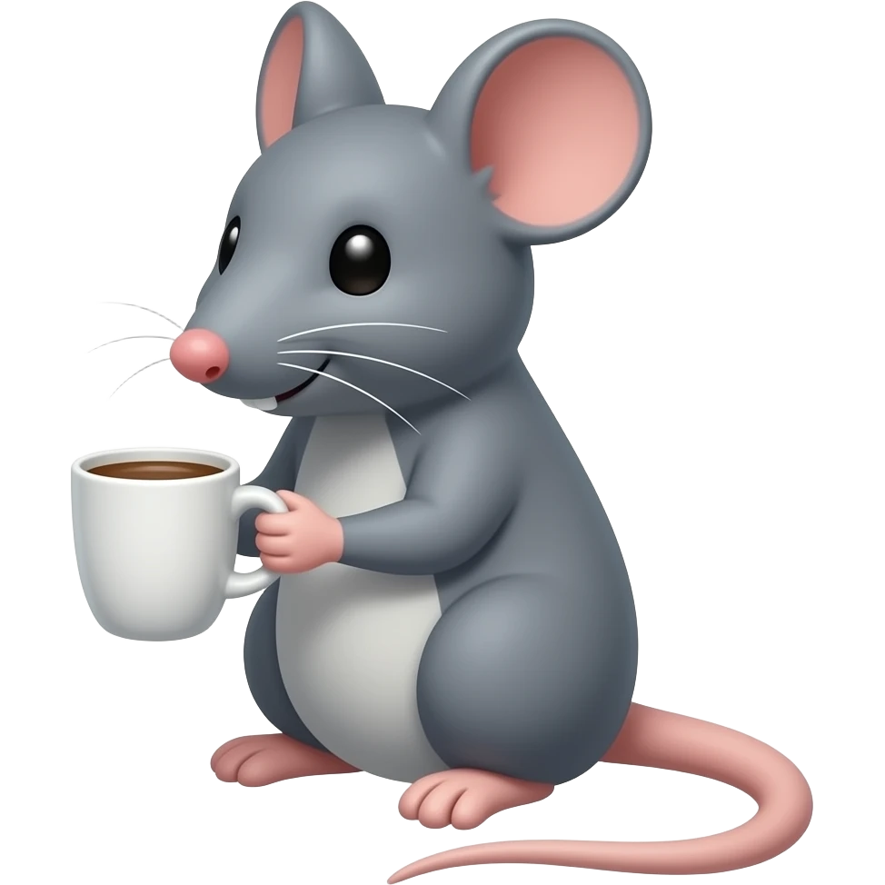 Gray Mice drinks coffee emoji