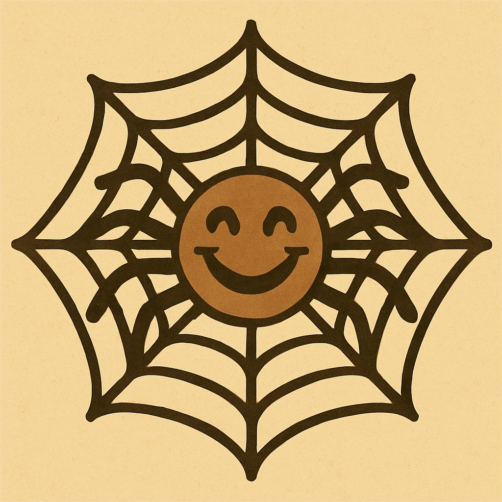 Create images of happy retro cob web. Use this image for inspiration. emoji
