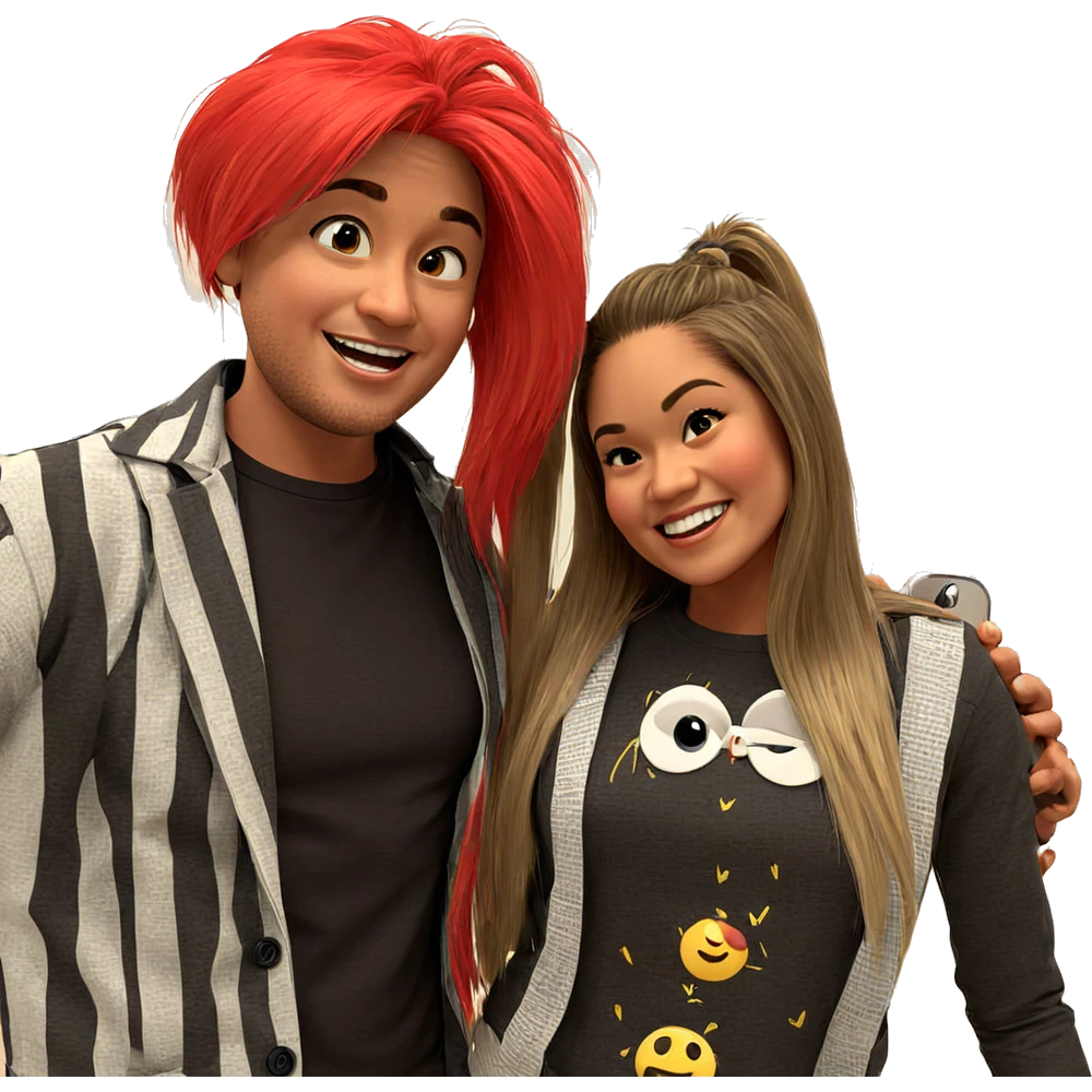 happy friends enjoying each other emoji