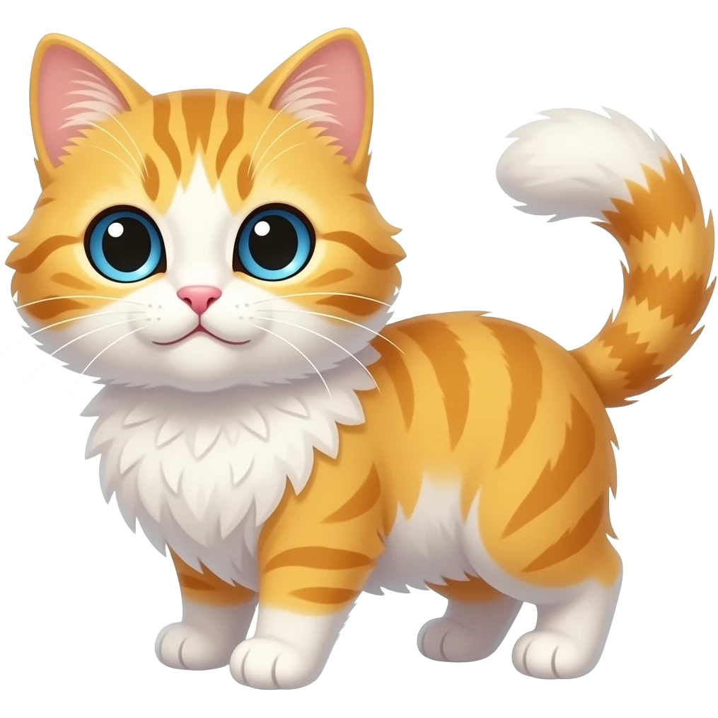 Pofuduk minik sarı mavi gözlü kedi emoji